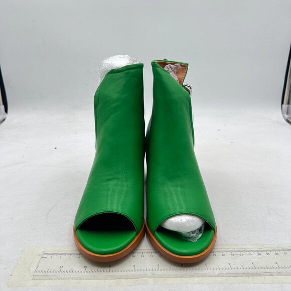 FSJ Lime Green Peep Open Toe Cut Out Buckle Ankle Bootie Block Low Heel Sandals - Picture 3 of 8